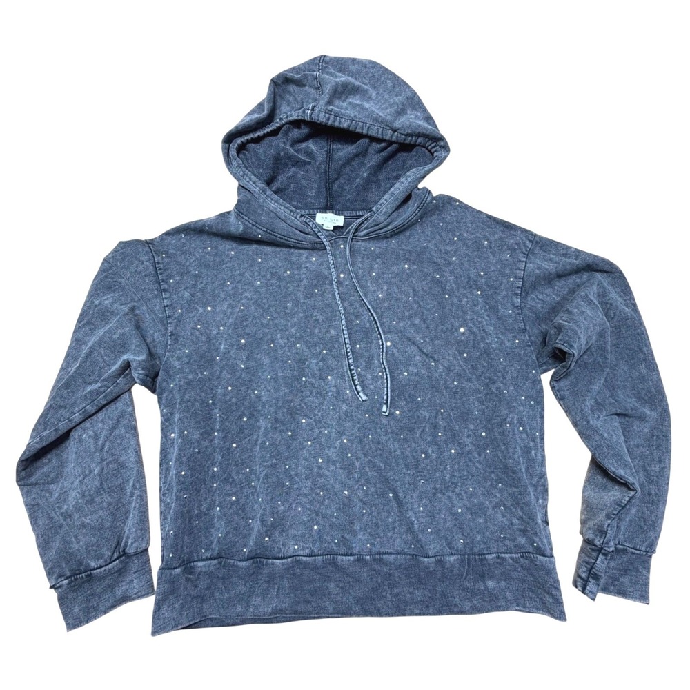 Le Lis Collection Charcoal Gray Rhinestone-Washed Hoodie – Women's L‎